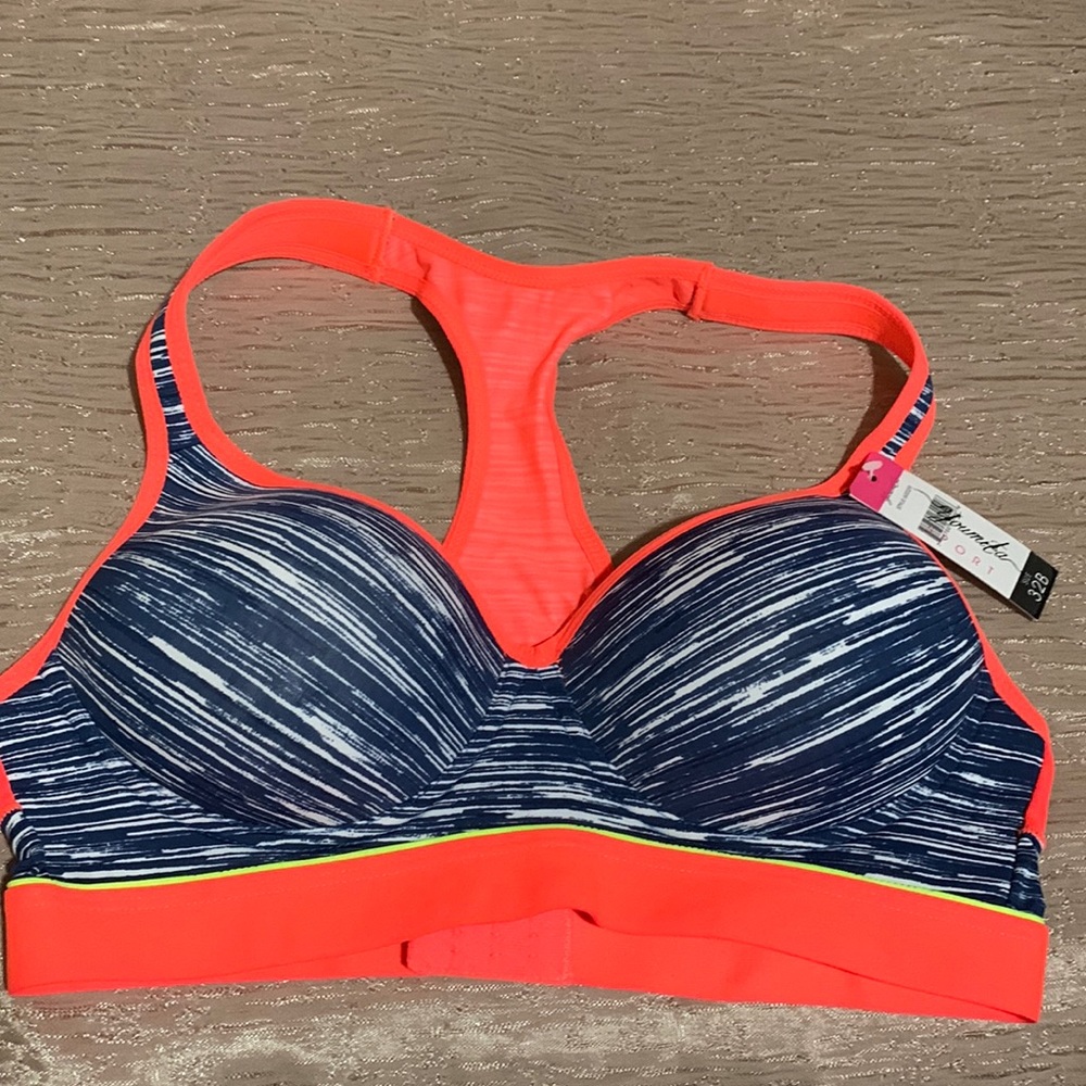Youmita Sports Bra Orange Blue White NWT 32B
